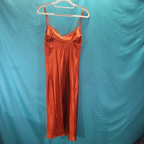 Satin Rust Orange Slip Dress For Women - Bebe - S - Picture 6 of 9